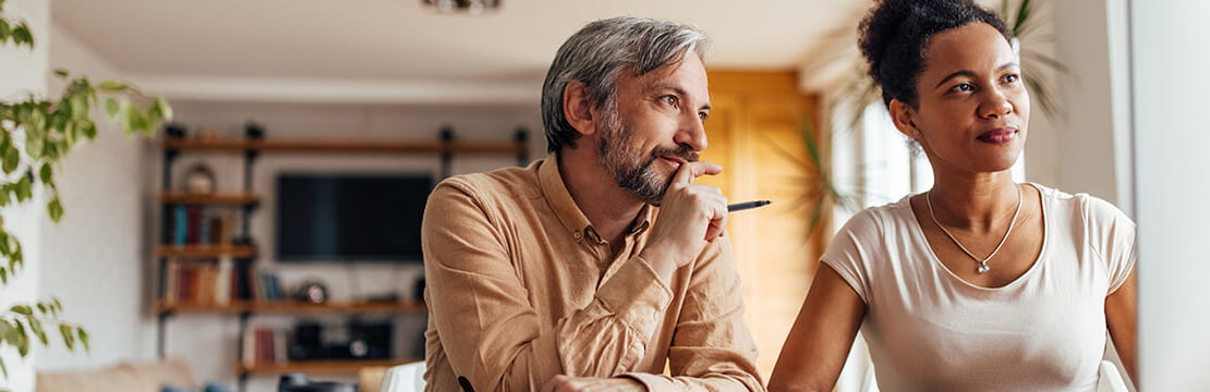 Partners looking at computer